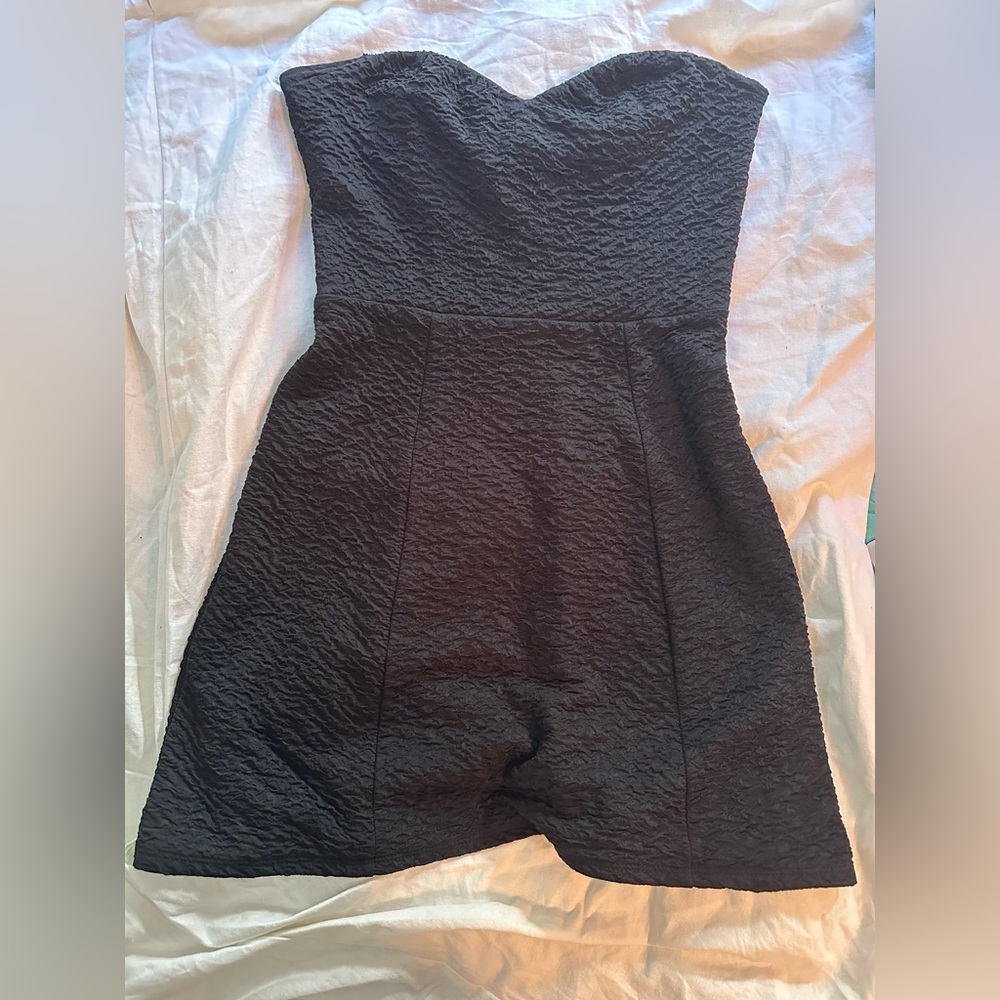Jump Girl Black mini a-line dress sleeveless sweetheart neckline textured